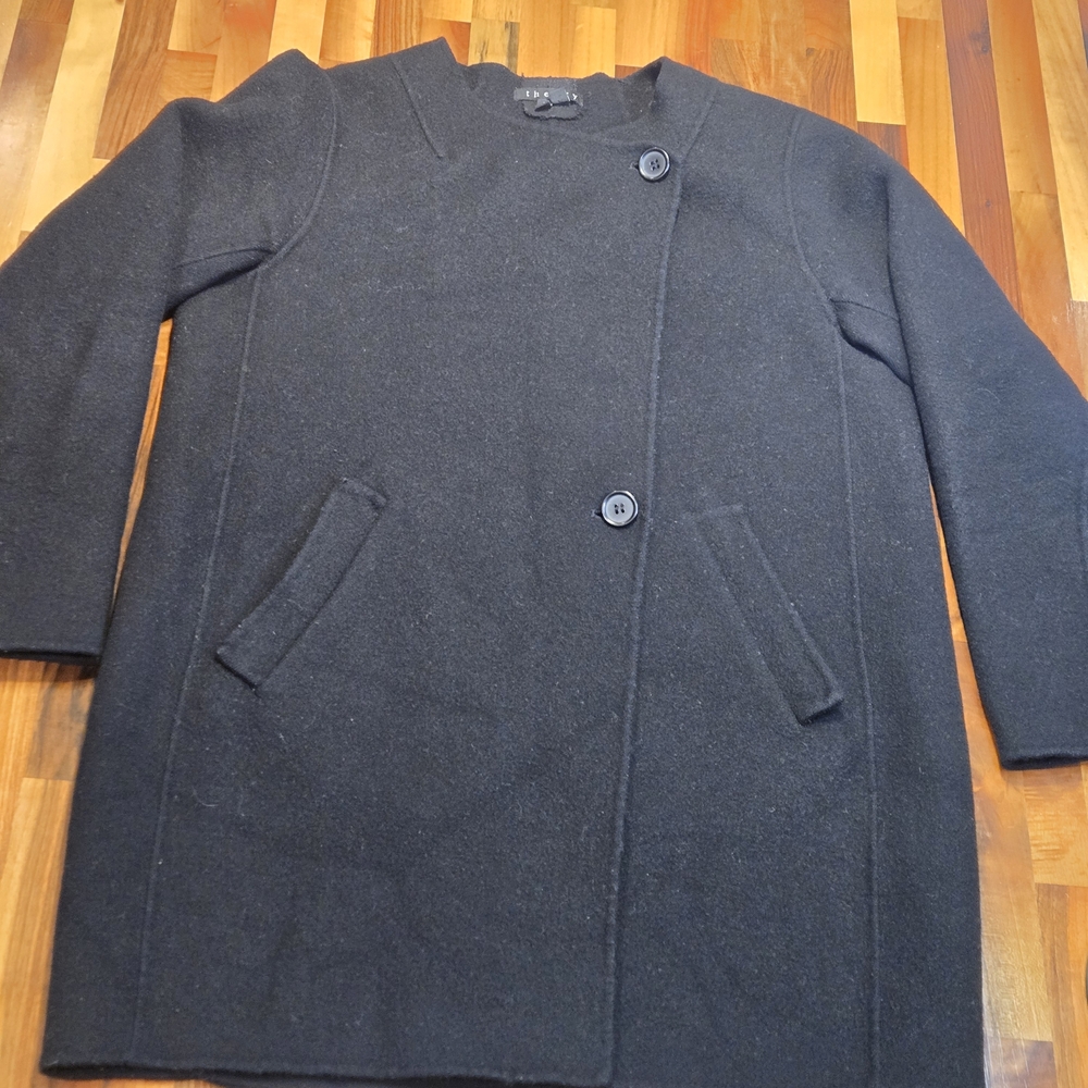 Theory | Black Double-Face Wool Car Coat